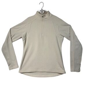 Gander Mountain Guide Series Ivory Fleece Pullover Sz S Qtr Zip W Thumb‎ Holes